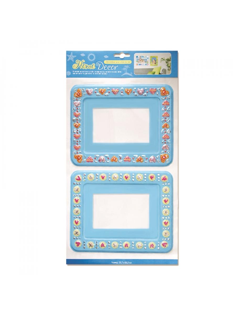 TS007 Стикер Фоторамка Цветочный орнамент синий