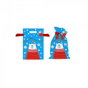 Мешочек из нетканого материала "Новогодний мишка" 0,2*20*30см