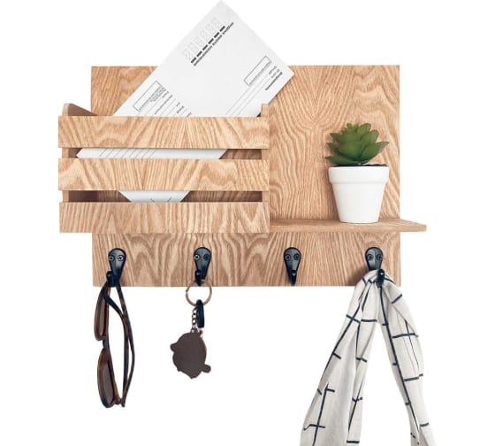 Кл-090 Ключница открытая, полка с карманом,35х25х9 см.