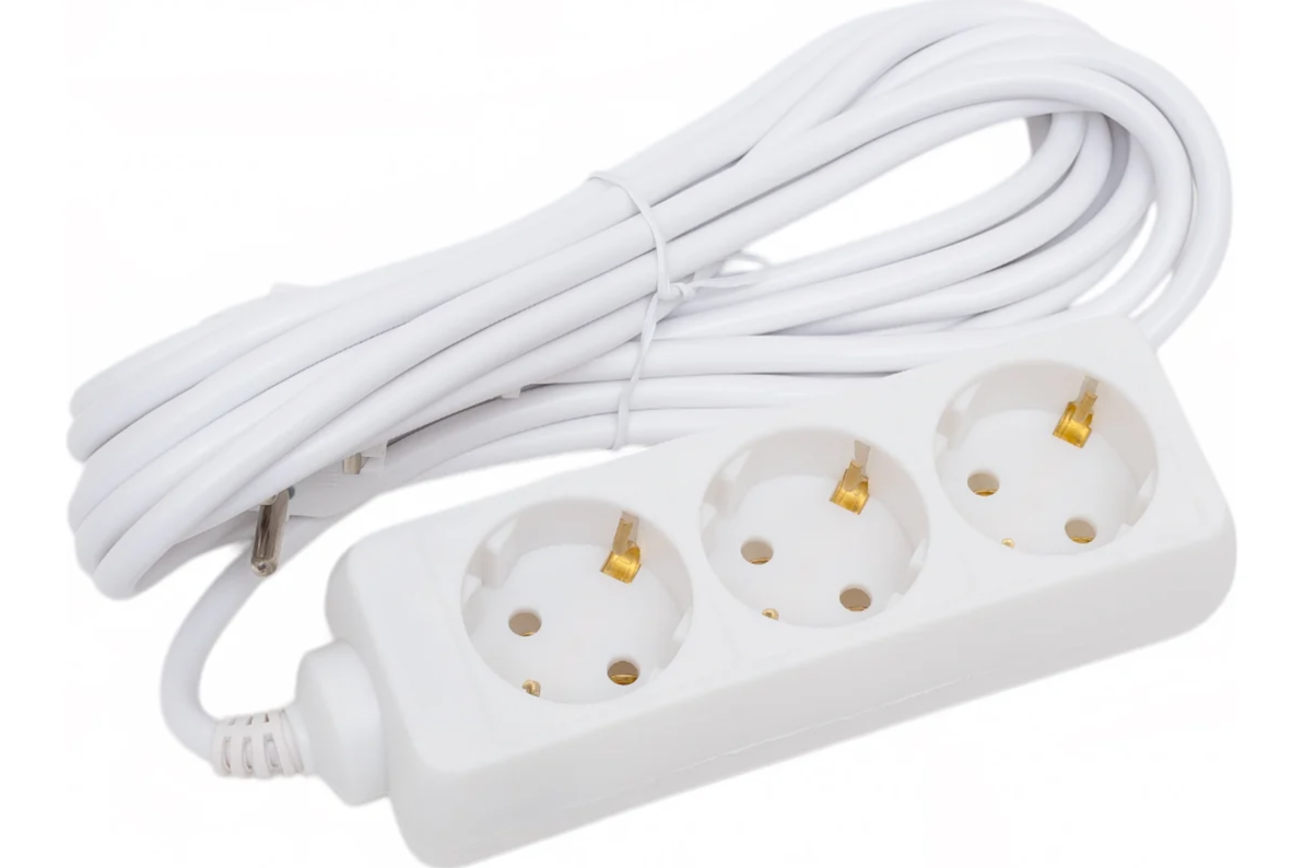 10-3-5M Удлинитель бытовой LINZO 5м 3гн 10-3-5M, 2х0.75mm2 5m,10A, белый