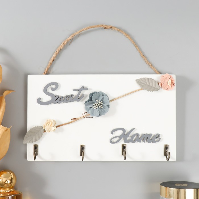 4762527 Крючки декоративные дерево Цветочная ветвь 12,5х22х3 см