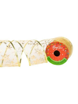 Лента новогодняя Снежинки из полиэстера с запаянной кромкой 270х6,3х0,01см