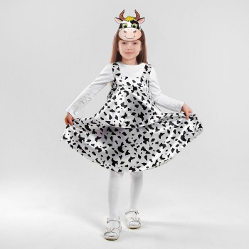 Карнавальный костюм "Коровка-пеструшка" сарафан, маска-ободок, р.32, рост 122-128 см 