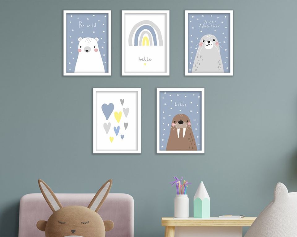 ПР-067 Набор из 5 постеров в пластиковой раме Арктические приключения,  размер 210х300мм