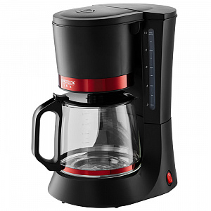 Кофеварка DELTA LUX DL-8152 черная с красным :700 Вт, 1200 мл, антипролив