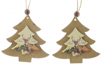 подвеска на ёлку дерево С новым годом 11*10,5 см 