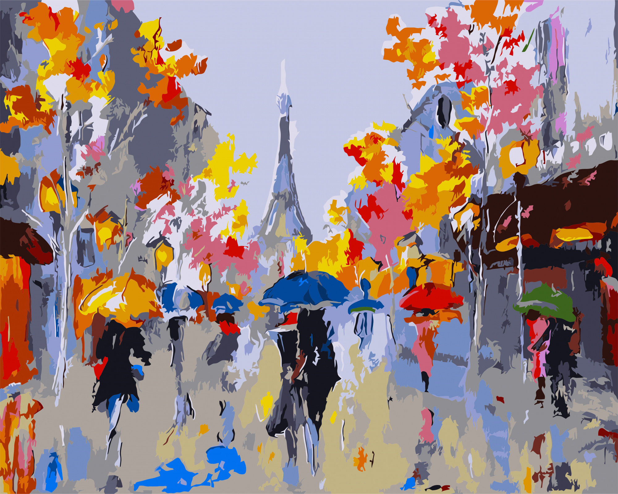 88120 Картина по номерам Осенний город 40х50 см.