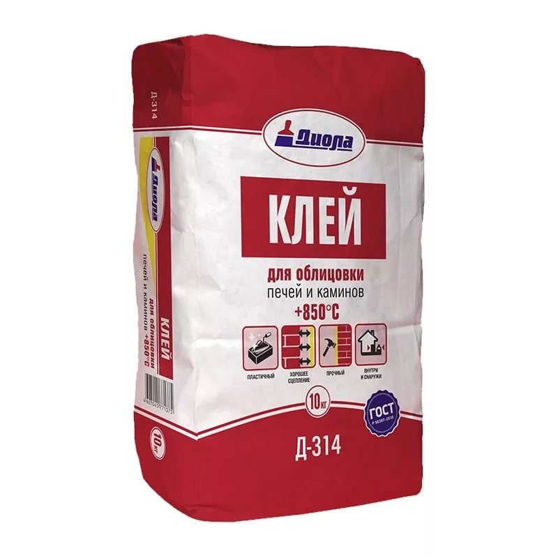 Клей д облиц. печ.и каминов Диола-314 +850С 10кг.