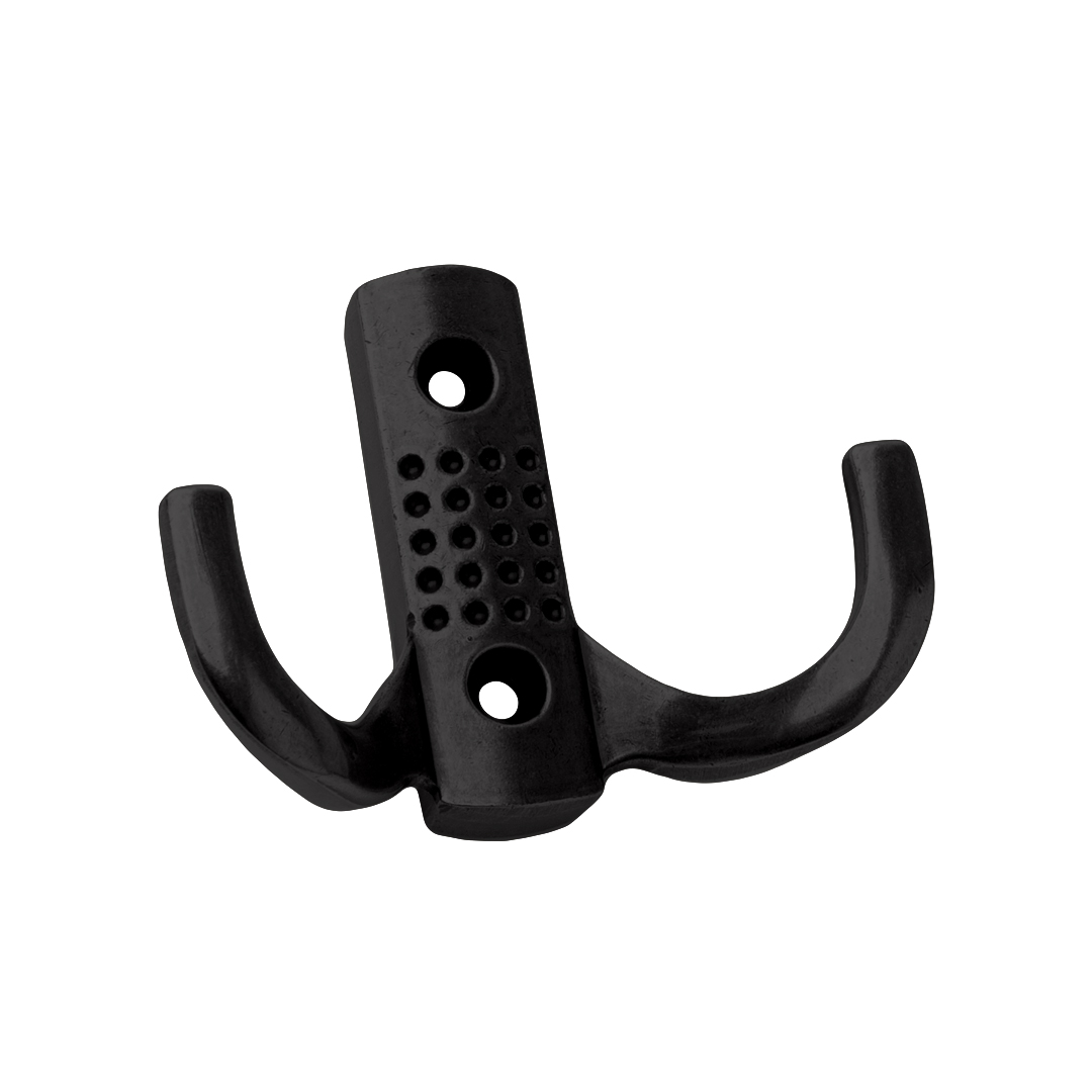 KR 0060 BL Крючок двухрожковый, матовый черный