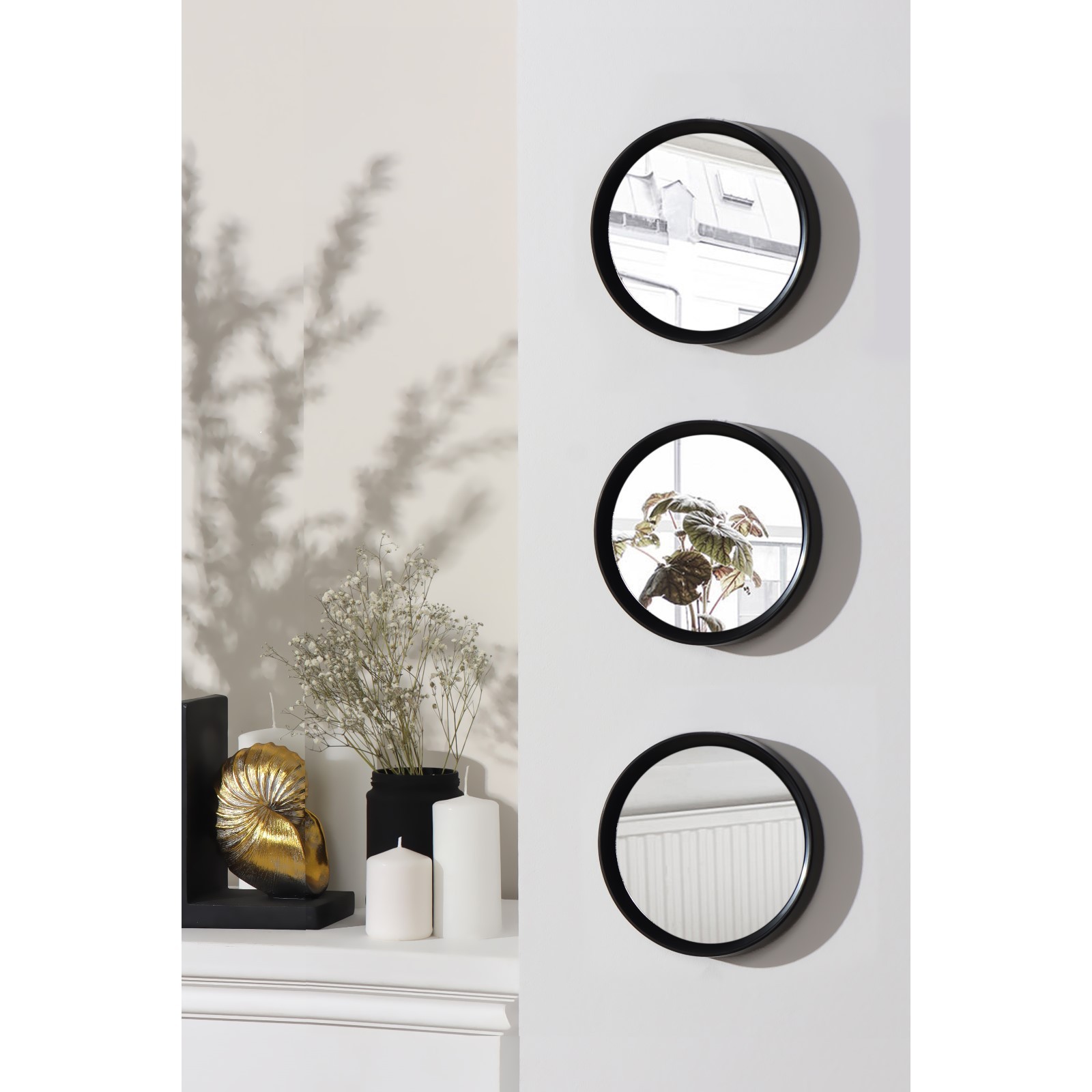 6937833 Набор настенных зеркал Нео, d 15,8см. цвет чёрный