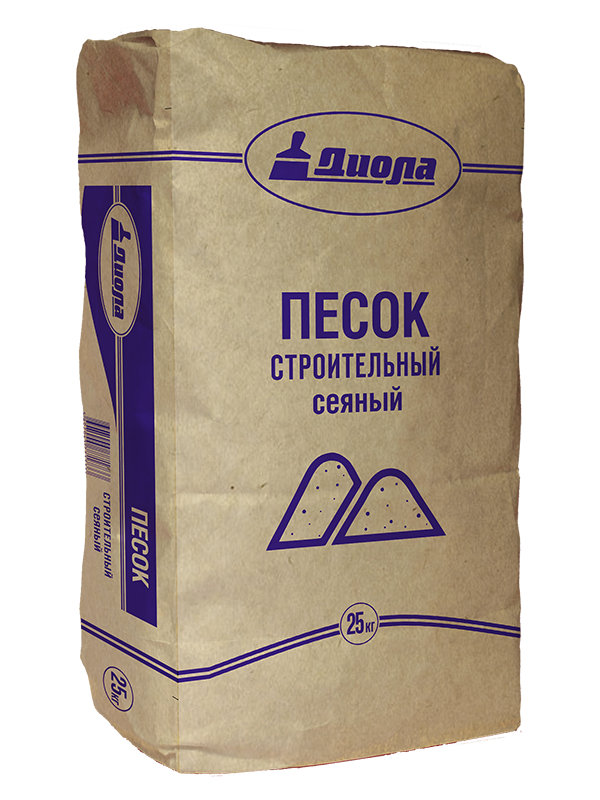 Песок строительный сеяный 25кг Диола