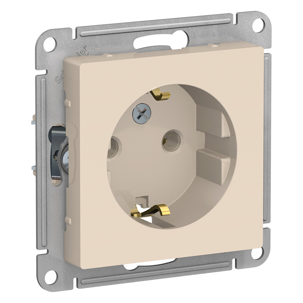 ATN000243 AtlasDesign бежевый Розетка СП 1м с заземлением 16А, механизм, SchE