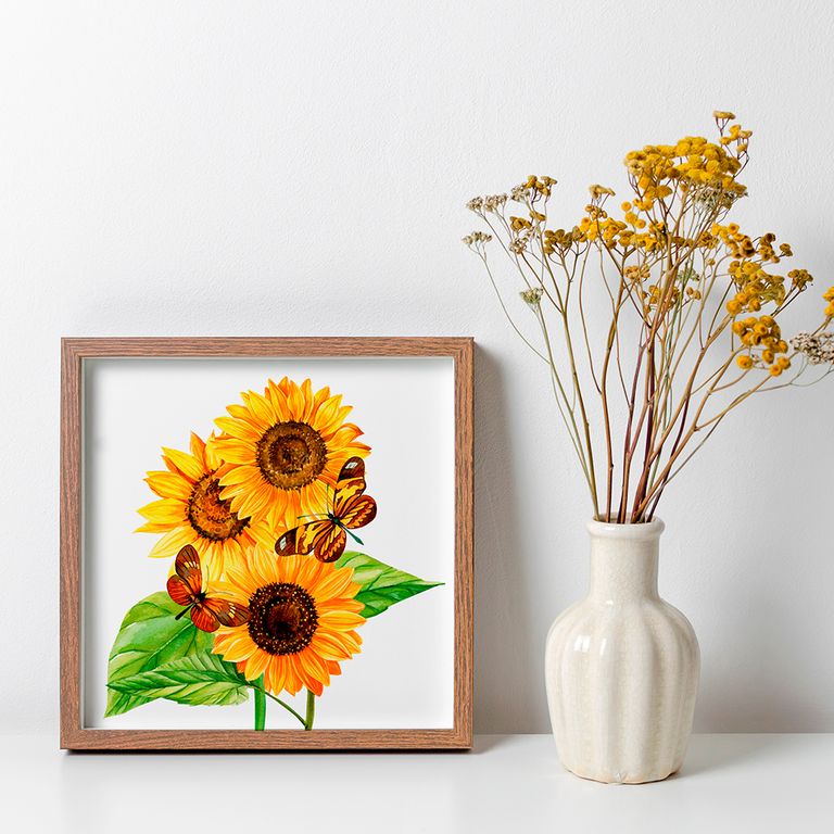 ПР-048 Постер в раме Подсолнухи, размер 350х350