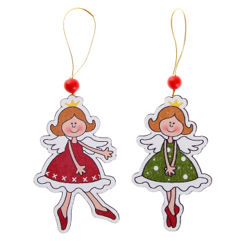 Подвеска новогодняя деревянная "Ангелочки" МИКС 