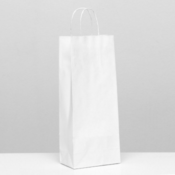 Пакет крафт под бутылку, белый, 14 х 8 х 34