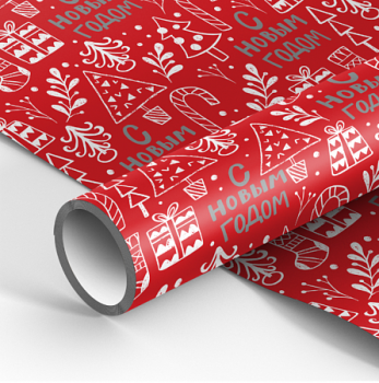 Бумага оберточная "С Новым годом!" 100х70см 514754