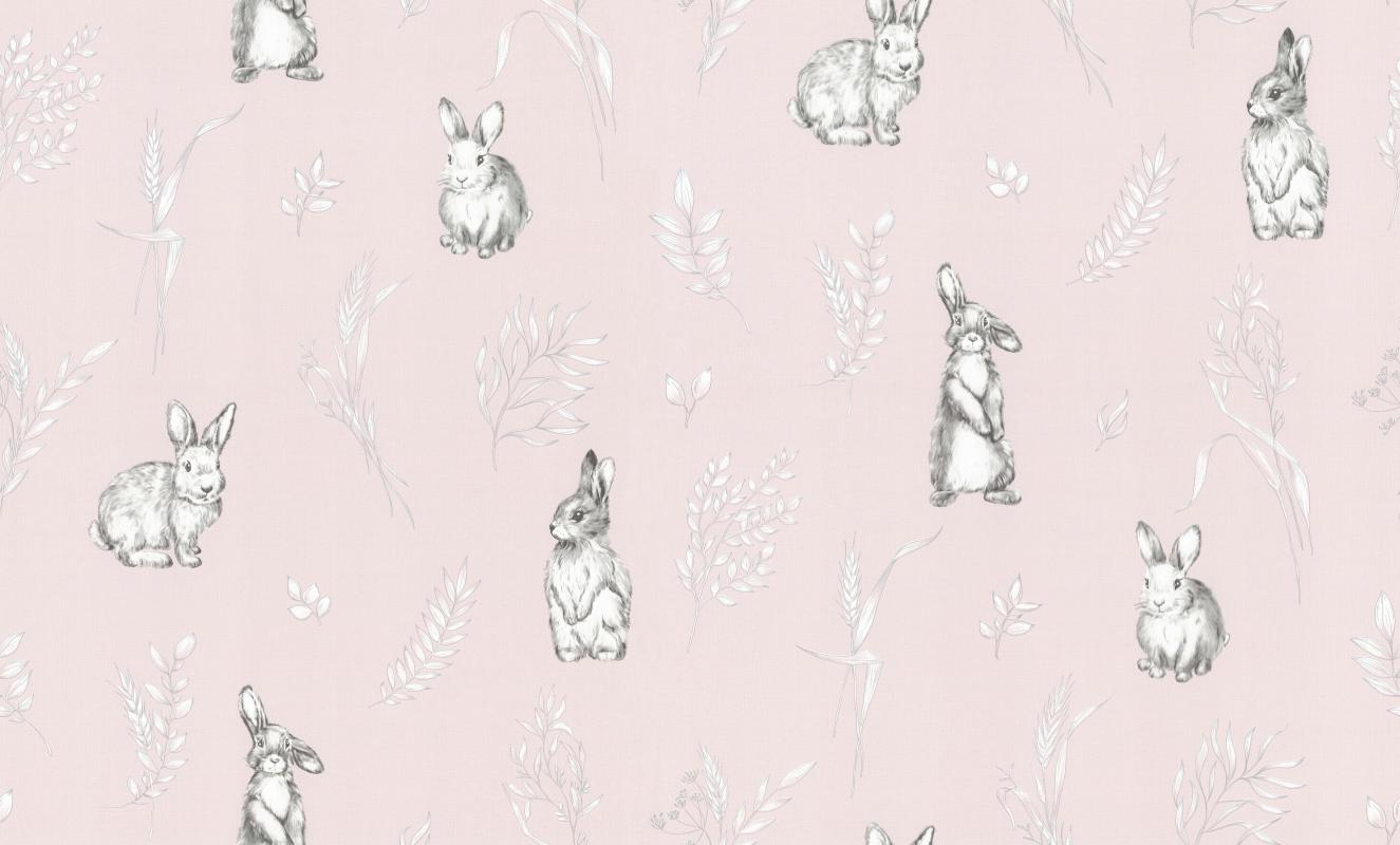VV72059-55 Обои флизелиновые Funny Bunny мотив розовый 1,06х10,05м
