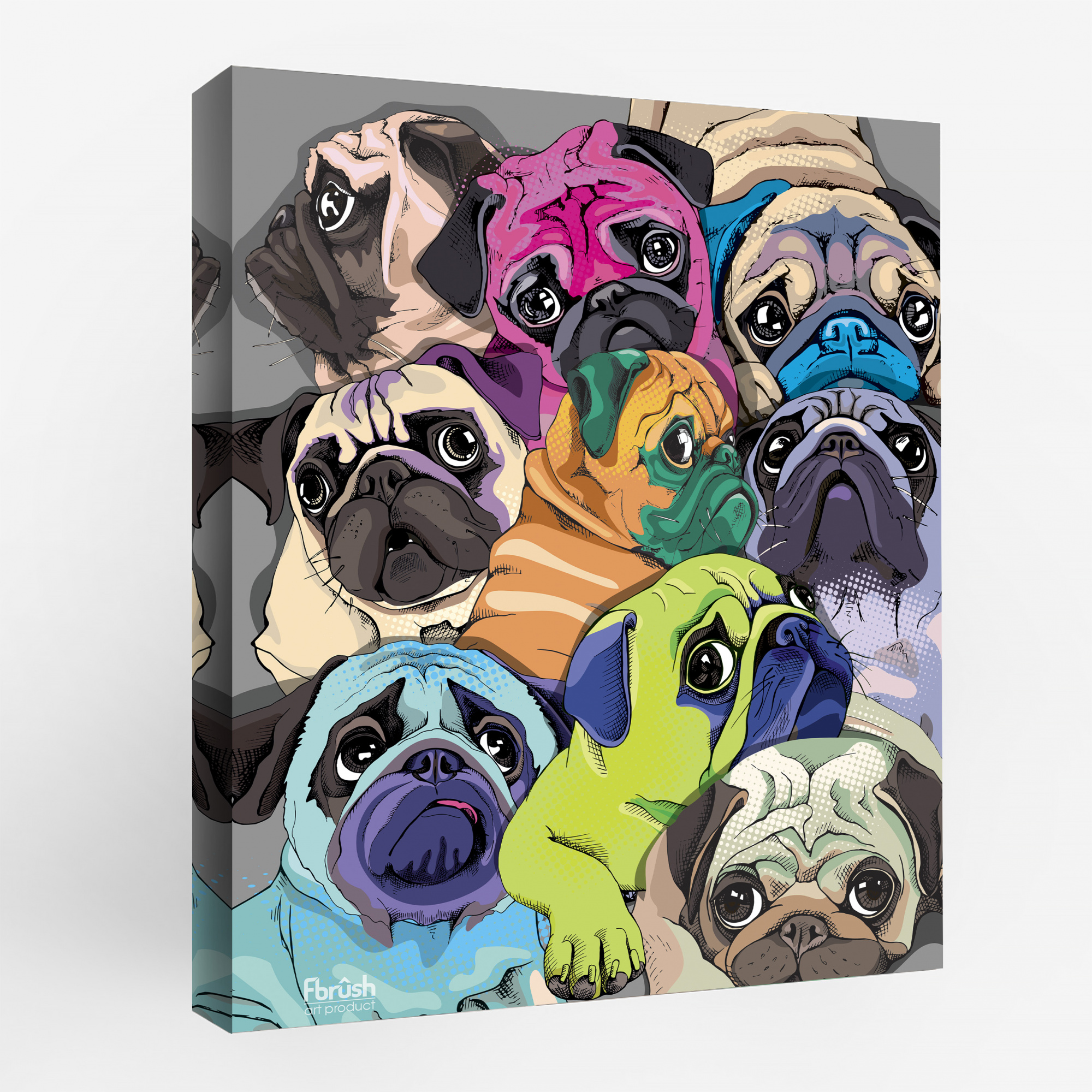 kt45-13420 Картина Мопсы 40х50 см.