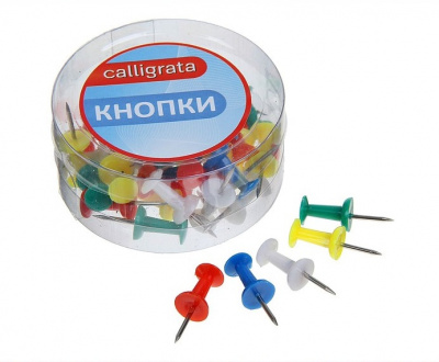 1293694 Кнопки силовые цветные 40 штук в пластиковой коробке CALLIGRATA