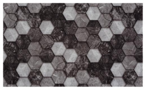 Дорожка вырезная icarpet PRINT антискользящая 1,20 м "Соты Мрамор" черно-серый (128)