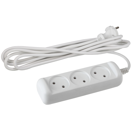 Б0028354 Удлинитель бытовой ЭРА 1,5м 3гн U-3-1,5m без зазeмл., 2х1мм2, 10А, ПВС, 3гн, 1,5м