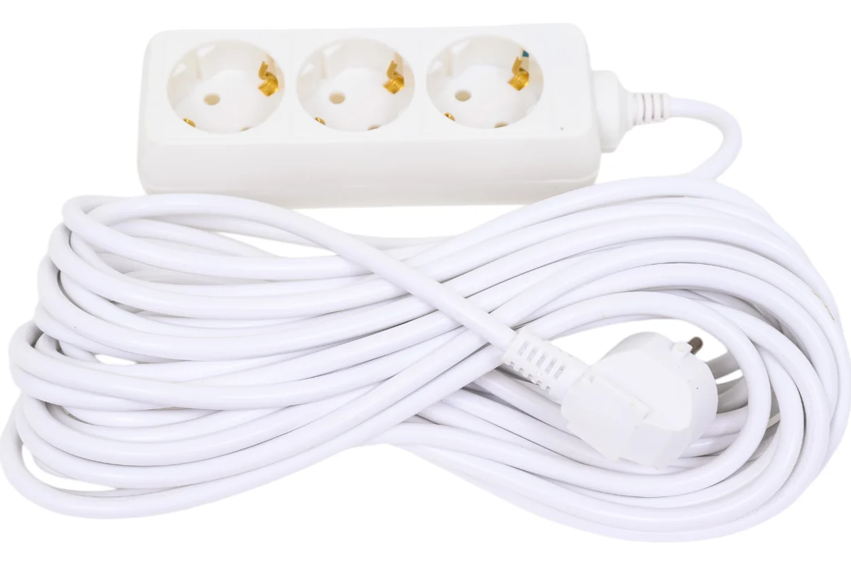 10-3е-10M Удлинитель бытовой LINZO 10м 3гн 10-3е-10M, 3х0.75mm2 10m,10A, белый