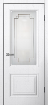 Полотно дверное остекленное ПВХ Alta 600 снежное дерево ХУДОЖЕСТВЕННОЕ СТЕКЛО