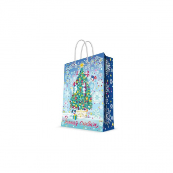 Пакет бумажный Зимние сказки для сувенирной продукции, плотность 140 г/м2 / 33х45.7х12.7см
