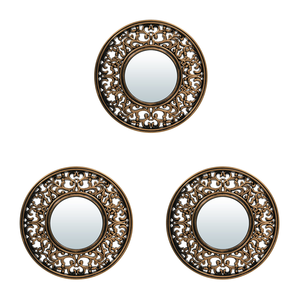 74047 Комплект декоративных зеркал Лион, бронза, 3шт D12 см
