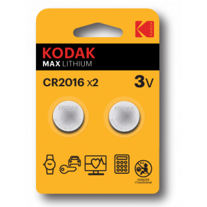 Б0037002 Батарейки Kodak CR2016-2BL MAX Lithium 2шт