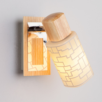 Спот Savier хром\дерево E14, 1*40W