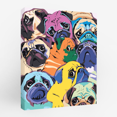 Lp13-619 Картина по номерам Мопсы 40х50 см.