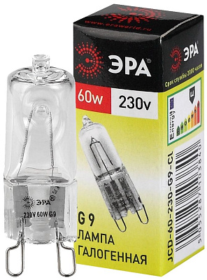 Лампа галоген. JCD 60W 230V G9 CL пальчик. ЭРА