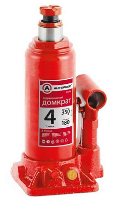 Домкрат гидравлический AUTOPROFI, бутылочный, 4 т., высота подъёма 350 мм.