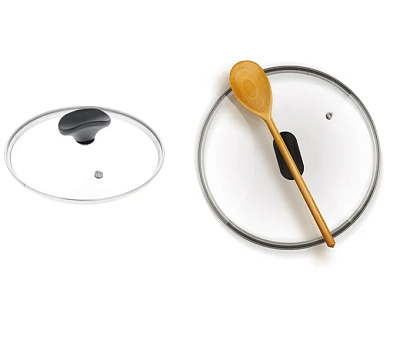 Крышка стеклянная 28см с метал ободком низкая "GLASS LID" 