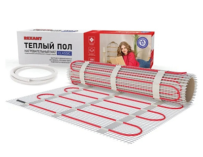 Мат двухжильный 1,5/225 Вт REXANT Classic RNX-1.5-225 с экраном, площадь 1.5 м²