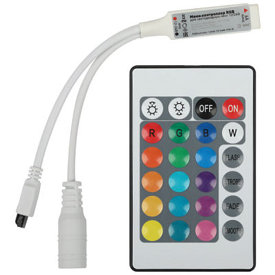 С Контроллер ЭРА мини для светодиодной ленты с ИК пультом RGBController-12/24V-72/144W-IP20-IR
