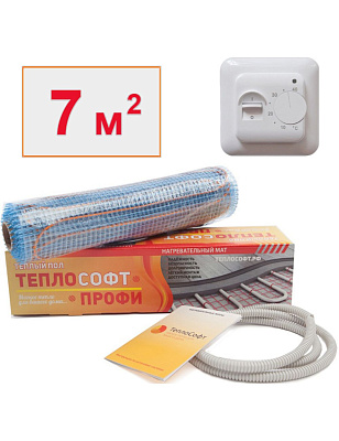 Мат двухжильный 7/1050 Вт Теплософт LTL-C +Терморегулятор RTC70.26