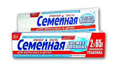 Паста зубная Семейная свежее дыхание 130г* не марка