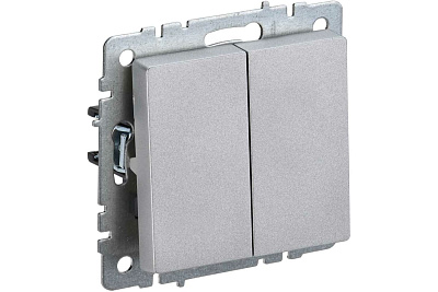 Brite алюминий Выключатель СП 2кл. IEK 10А без заземления 