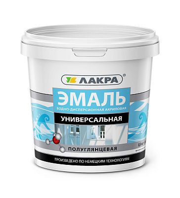 Эмаль акриловая универсальная Лакра полуглянцевая белая 0,9кг