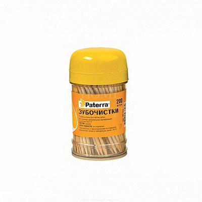 Зубочистки PATERRA, в банке по 200 шт.