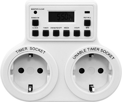 Розетка с таймером (недельная, двойная) TM25 3500W/16A 230V