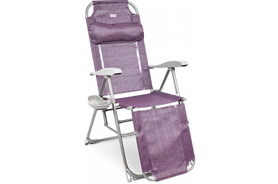 Кресло -шезлонг с полкой баклажановый,серый, без м/э,590х820х1160, м.н.100кг
