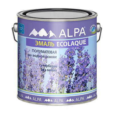 Эмаль акриловая Альпа Эколак полуматовая белая 2,5л