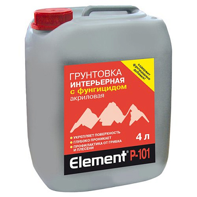 Грунтовка акриловая Элемент Р-101 с фунгицидом 4 л