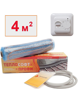 Мат двухжильный 4,0/600 Вт Теплософт LTL-C +Терморегулятор RTC70.26