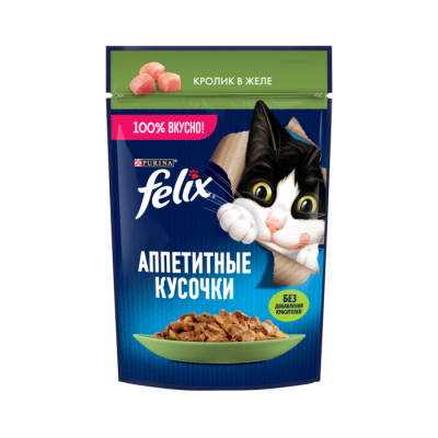 12512765 Влажный корм FELIX аппетитные кусочки кролик 75г