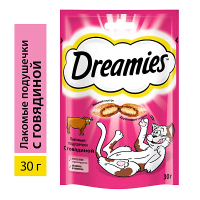 Лакомство Dreamies для кошек говядина 30 г 