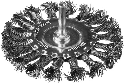 Щетка-крацовка д/дрели дисковая "Hobbi" 100мм, стальная проволока 0,5мм
